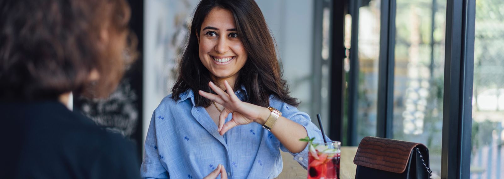 Woman using sign language