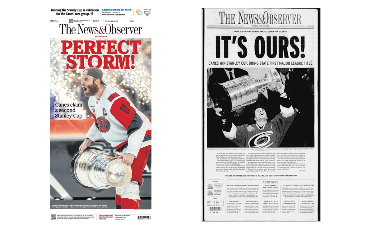 Stanley Cup Newspaper Covers 2026 and 2006