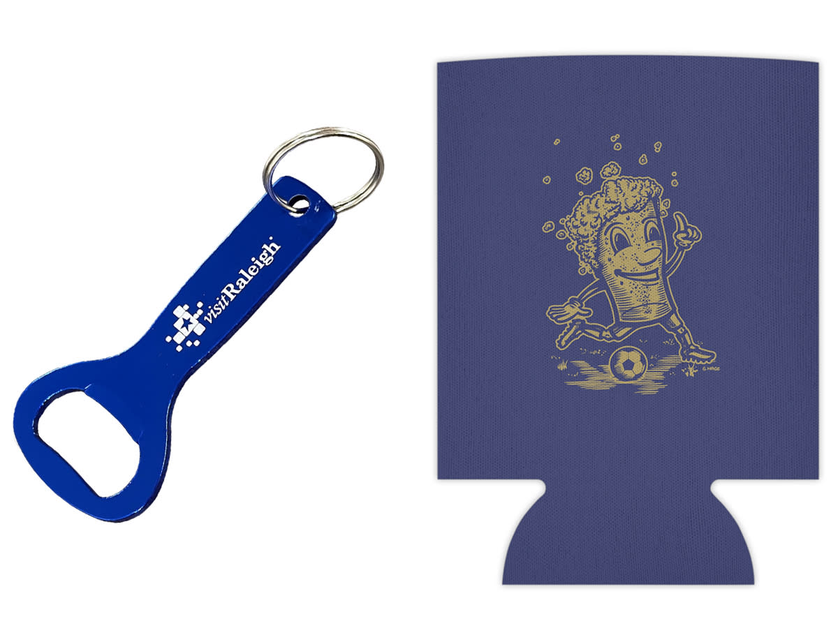 Raleigh Beer Trail 2025 Bottle Opener Keychain and Beer Hugger