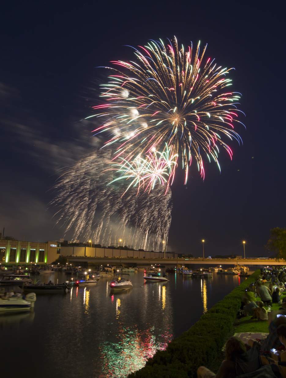 fireworks over downtown Rockford