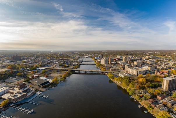 Downtown aerial of Rockford