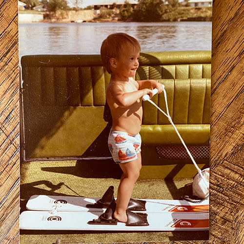 Daniel Jarrett's first waterskiing lesson.