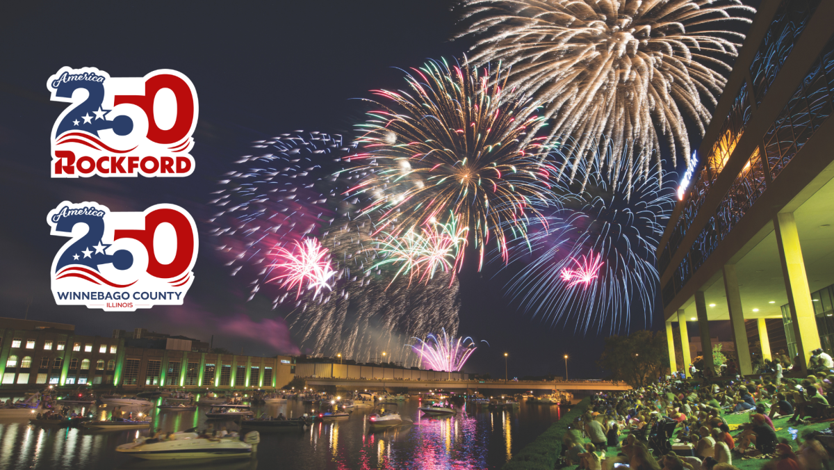 America 250 logos on fireworks pic