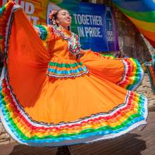 Woman dancing with traditional folklorico dress