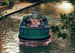 River barge floating down river