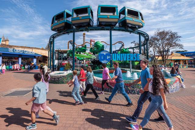 DC Universe family walkign through park