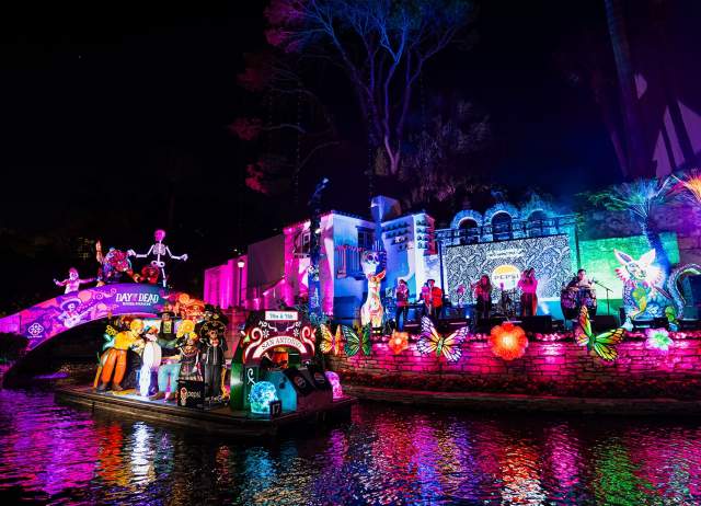 2025 Day of the Dead River Parade float and performance
