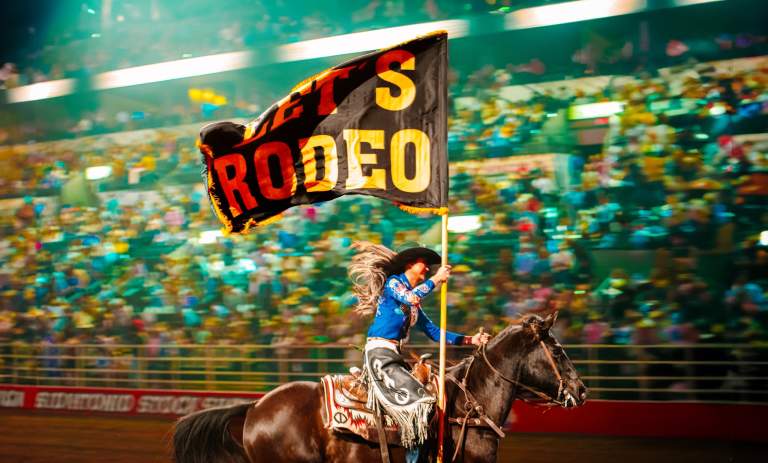 San Antonio Stock Show and Rodeo LETS RODEO Flag Rider