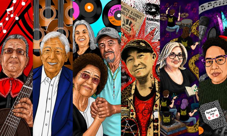 Hispanic Heroes Art Installation on the San Antonio River Walk