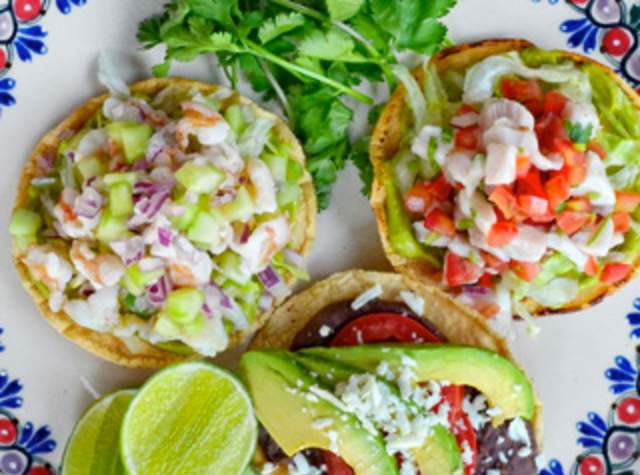 Overhead view of tostada plate
