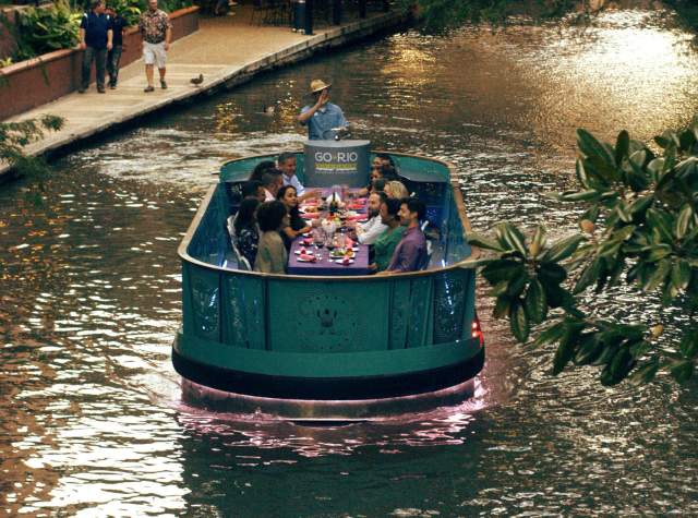 River barge floating down river