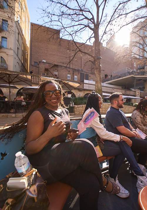 woman on San Antonio River Walk barge cruise
