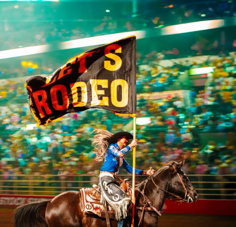 San Antonio Stock Show and Rodeo LETS RODEO Flag Rider