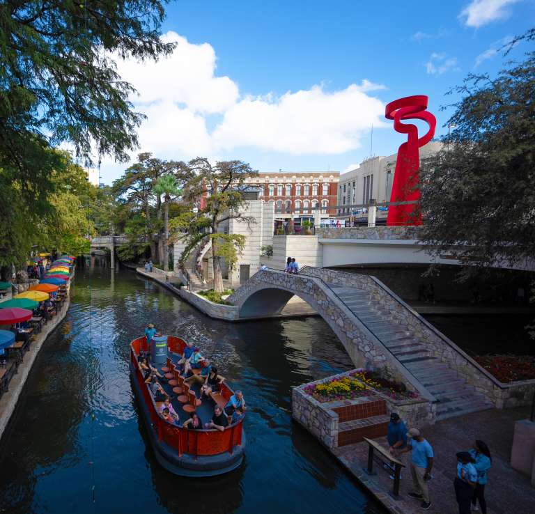 River barge floating on River Walk