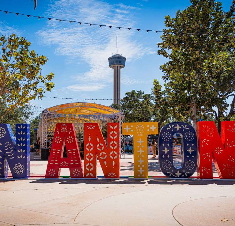 San Antonio Block text at La Villita