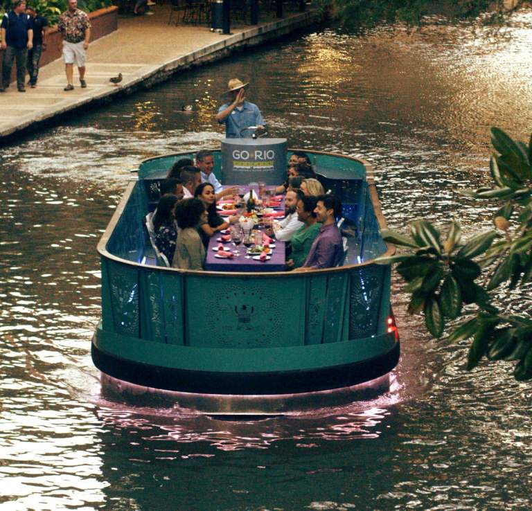 River barge floating down river