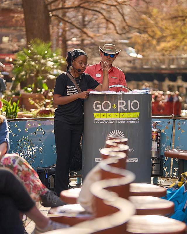 People gathering on Go Rio barge for Black History River Cruise