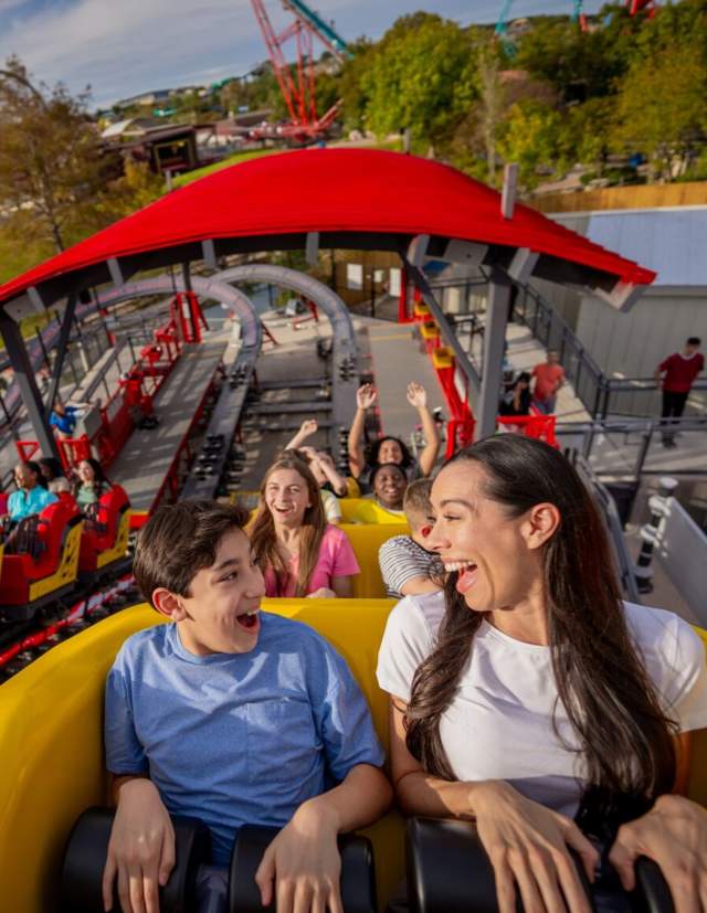 Mom and son on rollercoaster