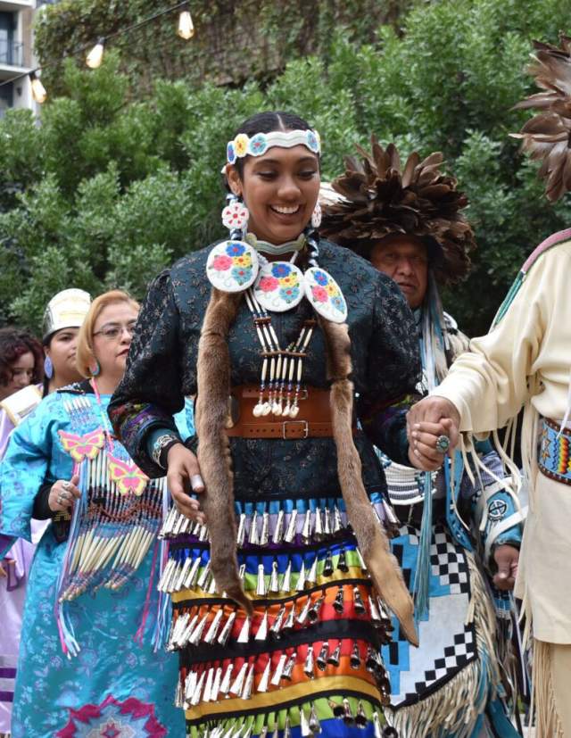 Members of tribe performing at Yanaguana Indian Arts Festival.