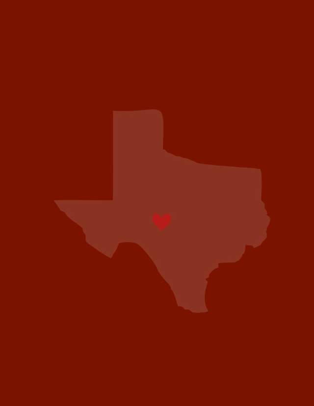Graphic of Texas with heart on Hill Country area.