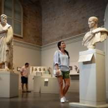 People admiring art