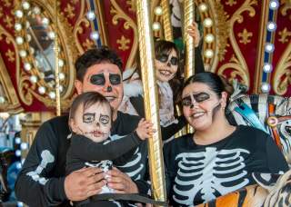 Family dressed as skeletons