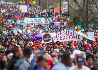 San Antonio crowd marching during MLK March
