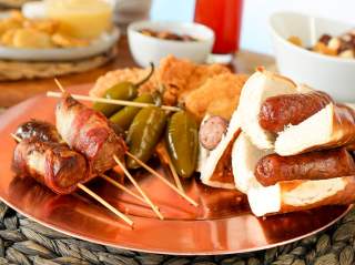 German food spread served at Six Flags Fiesta Texas.
