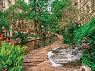 Small waterfall near River Walk pathway