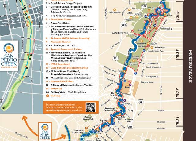 Map of Mission Reach portion of the San Antonio River Walk