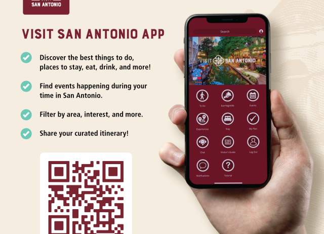 Flyer with hand holding mobile phone.