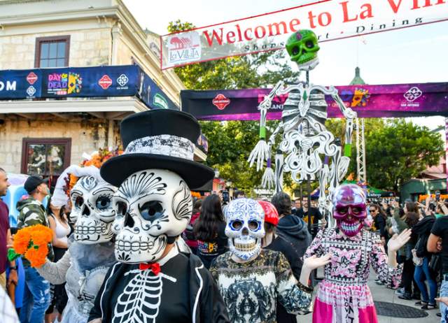 Costumed characters at Day of the Dead La Villita Festival