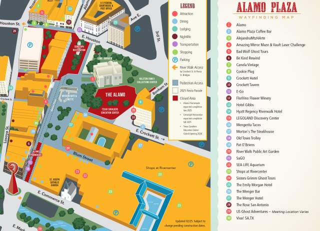 Graphic map of Alamo Plaza