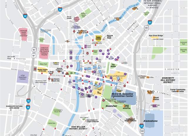 San Antonio River Walk - Downtown Map
