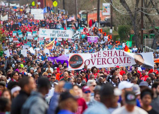 San Antonio crowd marching during MLK March