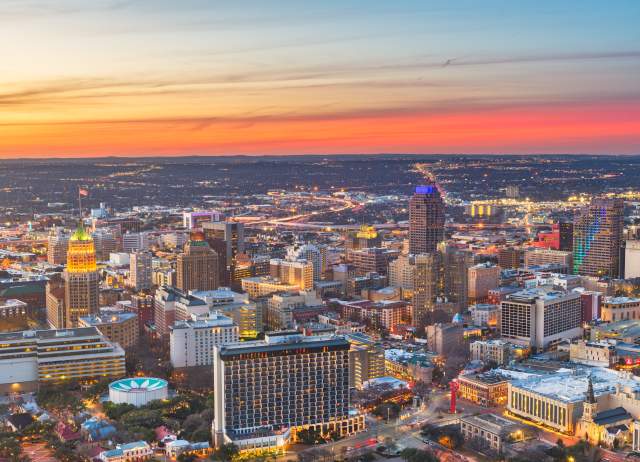 San Antonio skyline at dusk