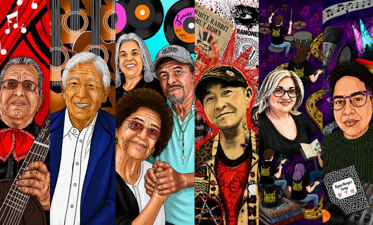 Hispanic Heroes Art Installation on the San Antonio River Walk
