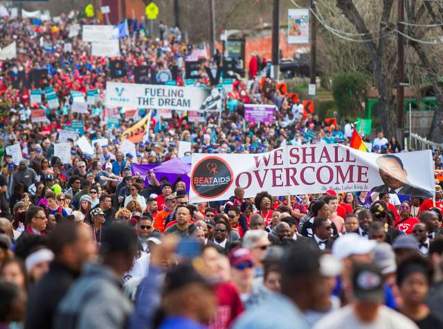 San Antonio crowd marching during MLK March