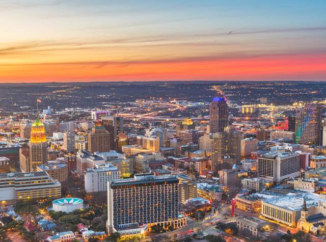 San Antonio skyline at dusk