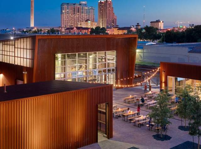 Exterior overhead view of Alamo Beer Company exterior in San Antonio.
