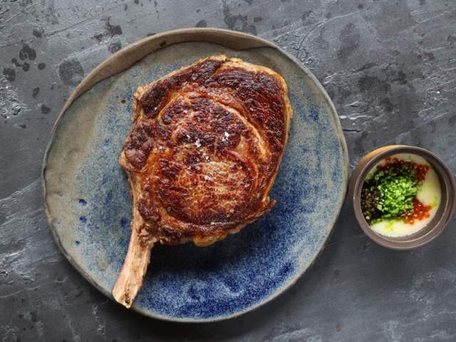 Overhead view of meat with sauce