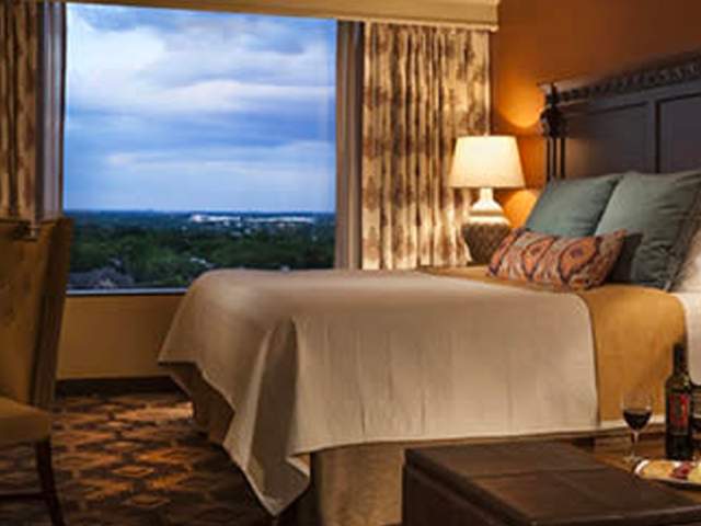 Hotel room with view of San Antonio