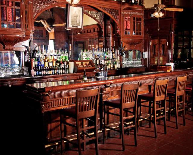 Empty bartop at Menger Hotel in San Antonio.