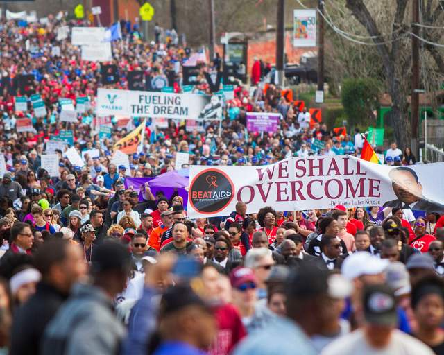 San Antonio crowd marching during MLK March
