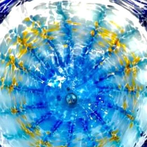Blue and yellow glass art