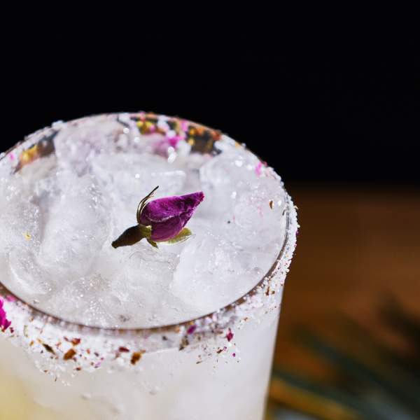 Alcoholic drink with flower in it