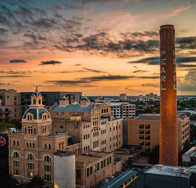 drone shot of The Pearl