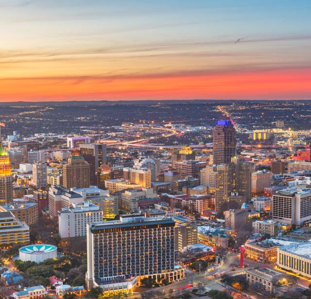 San Antonio skyline at dusk