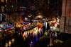 River Walk at night with holiday lights
