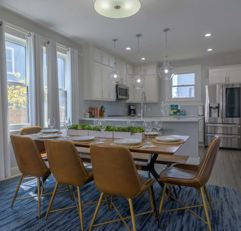 View of dining room in vacation rental in San Antonio.